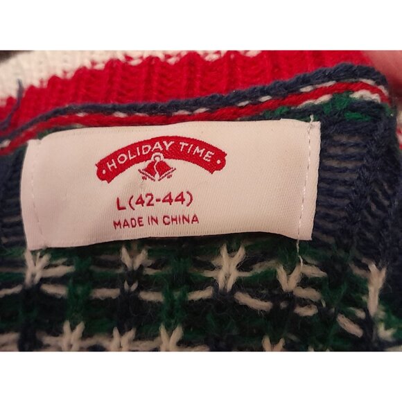 Mens Embroidered Howling Holiday Wolves 3D Gold Thread Moon Christmas XL Sweater - Picture 8 of 8